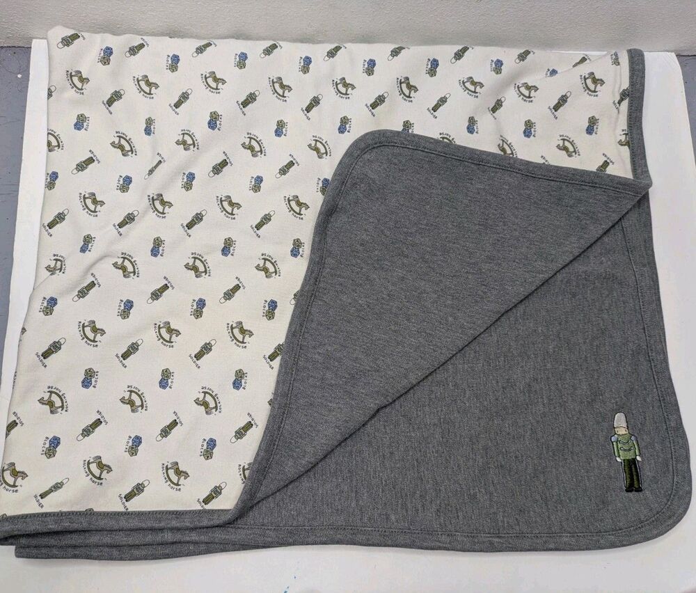 Gymboree Gray Holiday 2000 Tin Soldier Toys Horses & Blocks Blanket Vintage Y2K